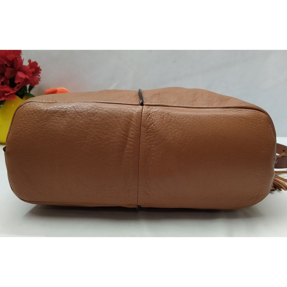 Calvin Klein Brown Tan Leather Zipper Closure Crossbody Shoulder Bag - Picture 7 of 16